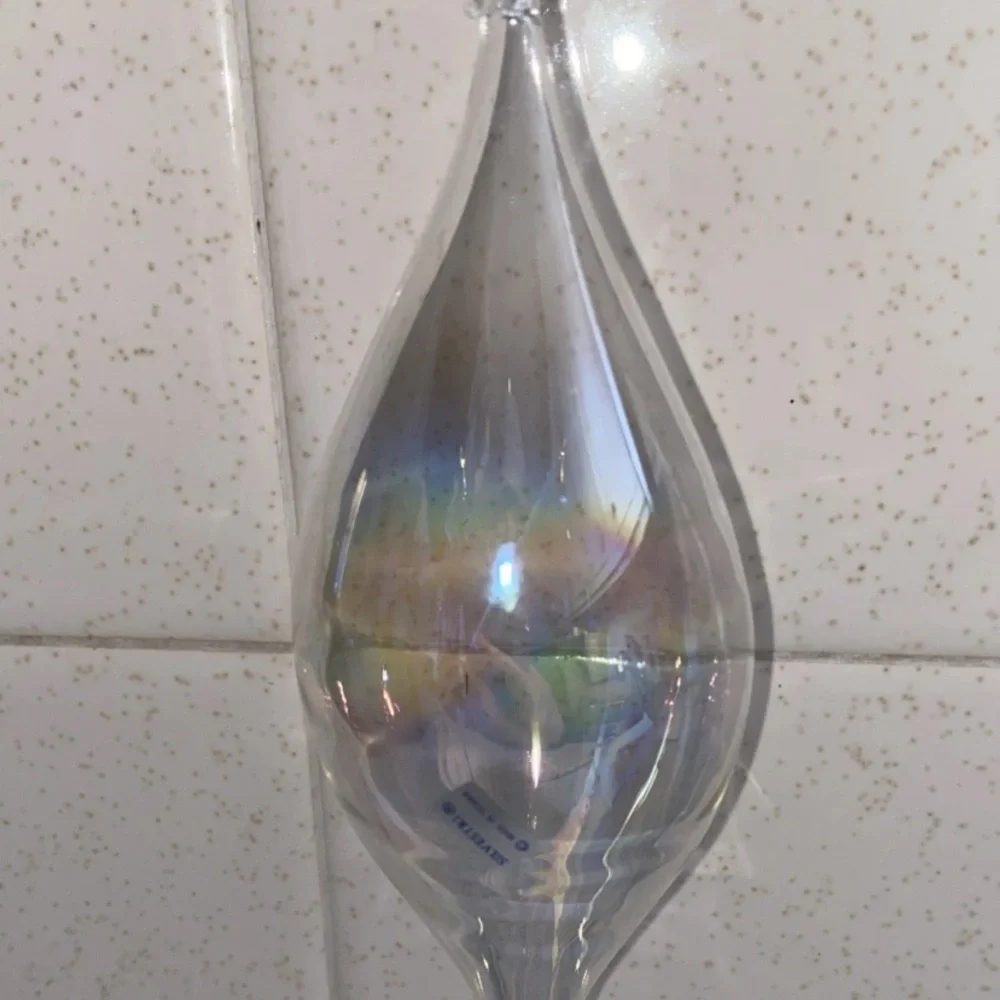 Vintage‎ Silvestri Glass iridescent Teardrop Shape Christmas Ornament
